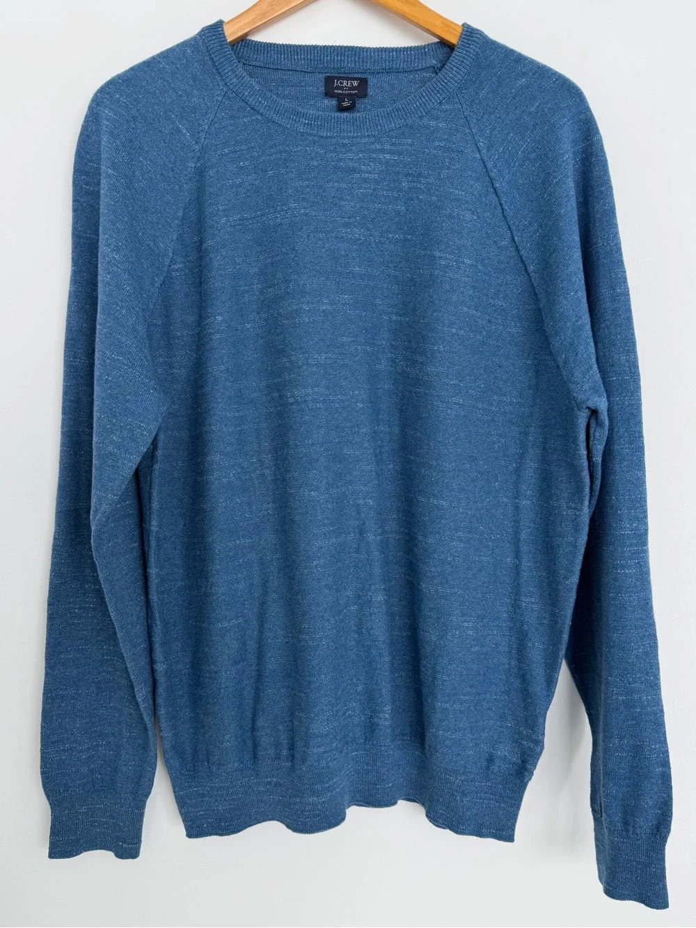 J. Crew Mens Blue Crewneck Sweater 100% cotton Large Classic preppy